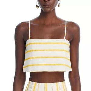 English Factory Striped Yellow and Creamy White  Women's Crop Top‎ size Small